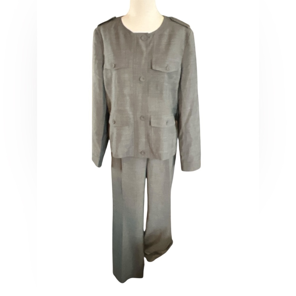 Talbots wool blend gray suit 14/16 career, office